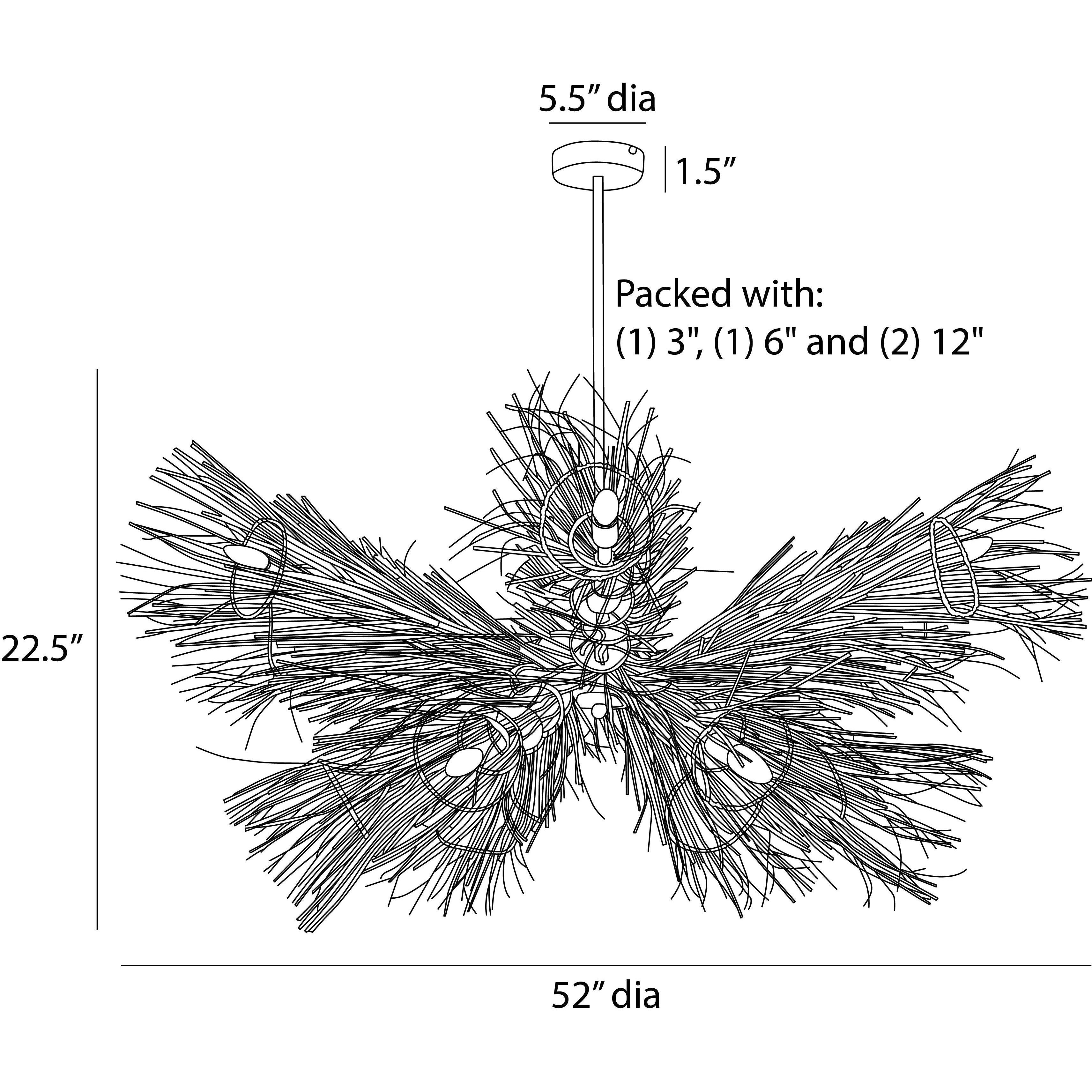 Kauai 12 Light 52 inch Bleached Rattan and White Chandelier Ceiling Light