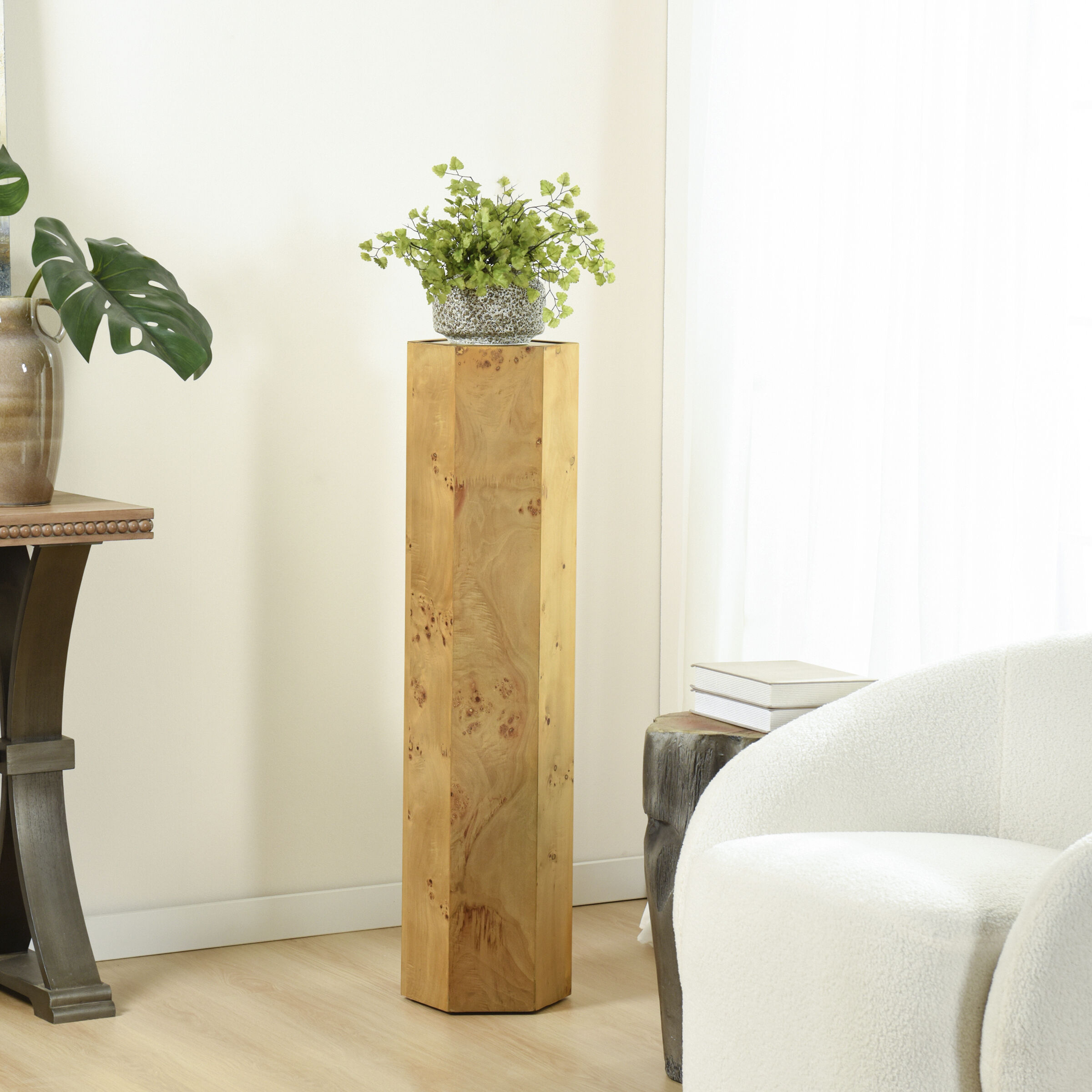 Solano 42 X 11 inch Natural and Mirror Side Table