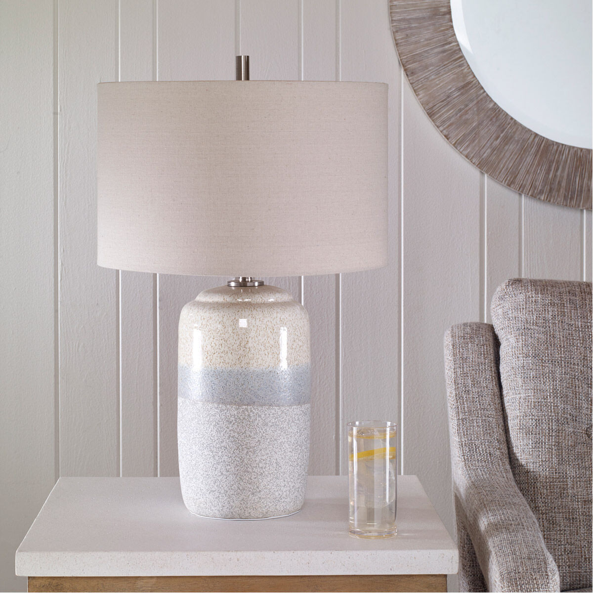 Pinpoint 25 inch 150.00 watt Mottled White and Gray/Cool Gray/Ivory Cream Table Lamp Portable Light
