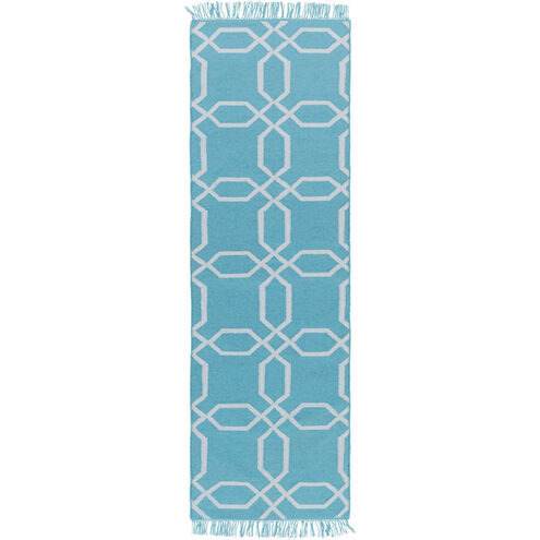 Lagoon 96 X 30 inch Sky Blue, White Rug