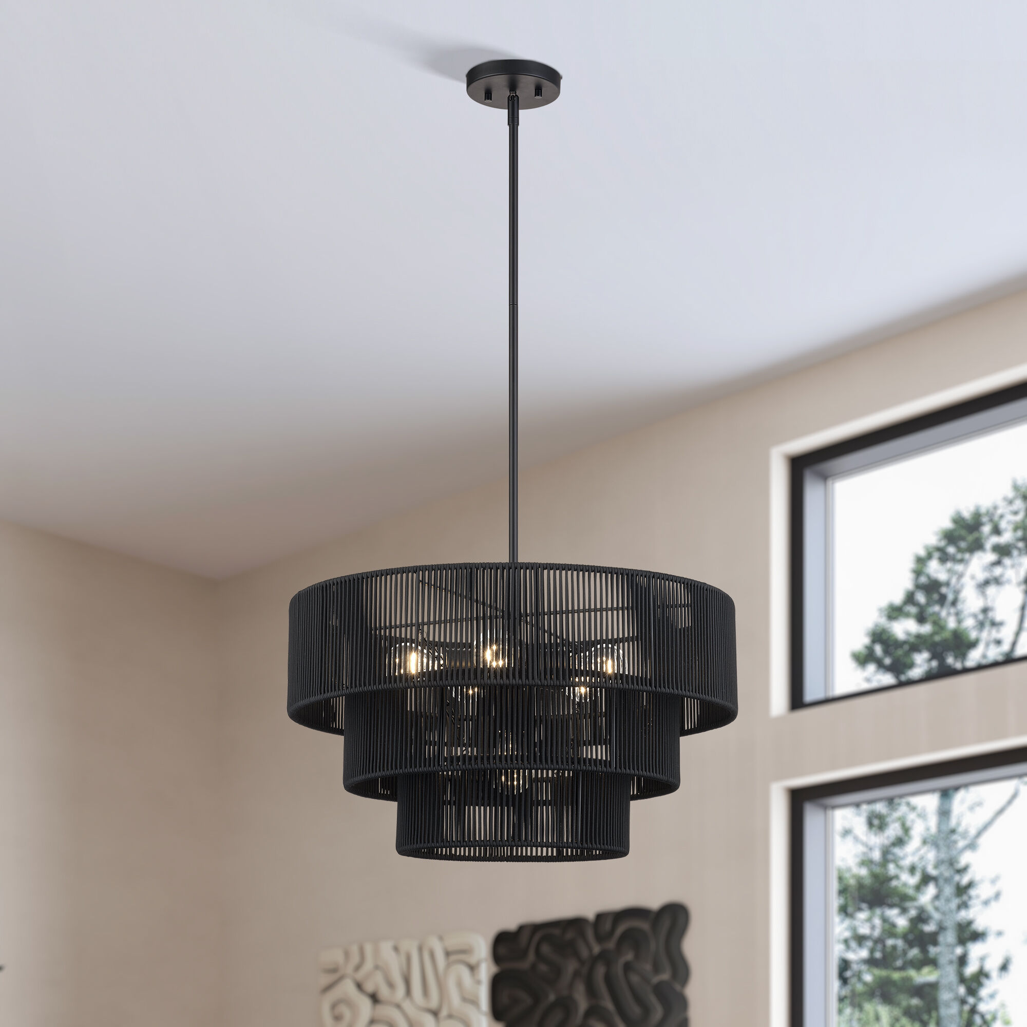 Acordia 6 Light 23 inch Black Pendant Chandelier Ceiling Light