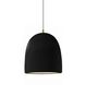 Radiance Collection - Bell Single Drop Pendant in Antique Brass, Replaceable Bulb, Gloss Black with Matte White internal, White, Form+Finish+Function
