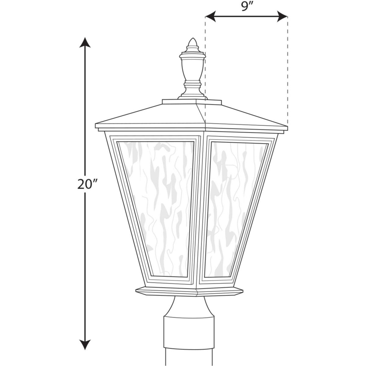 Cardiff 1 Light 20 inch Antique Bronze Outdoor Post Lantern, with DURASHIELD