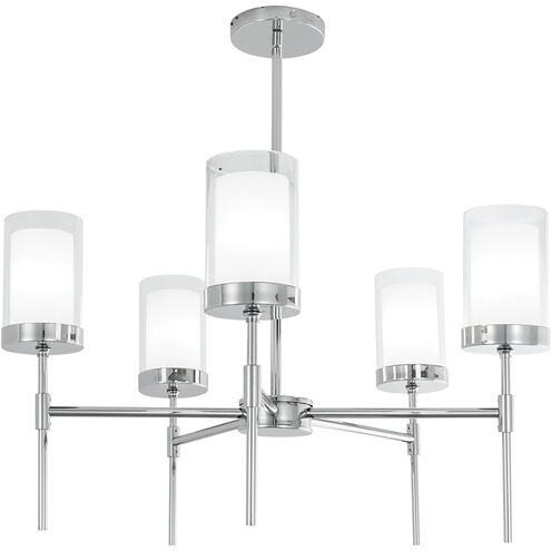 Kimberly 5 Light 27 inch Polished Nickel with Clear and White Chandelier Ceiling Light