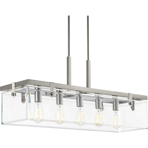 Glayse 5 Light 37 inch Brushed Nickel Linear Chandelier Ceiling Light, Design Series
