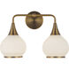 Alora Mood Hazel 2 Light 16.63 inch Aged Gold Bath Vanity Light Wall Light in Opal Glass