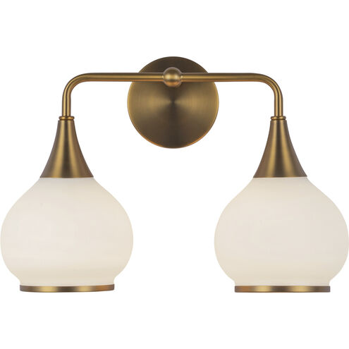 Alora Mood Hazel 2 Light 16.63 inch Aged Gold Bath Vanity Light Wall Light in Opal Glass