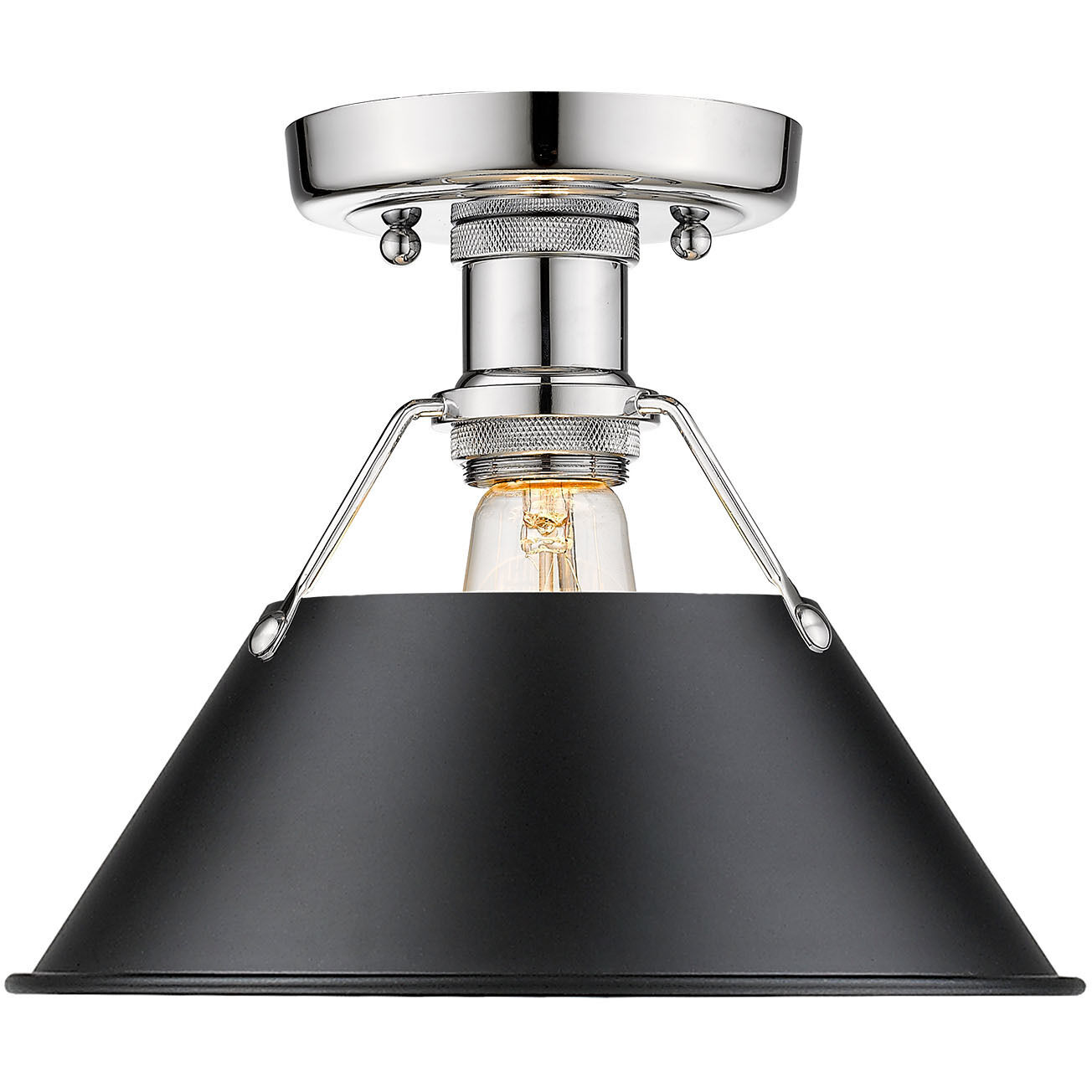 Yep Orwell 1 Light 10 inch Chrome Flush Mount Ceiling Light in Matte Black, Damp