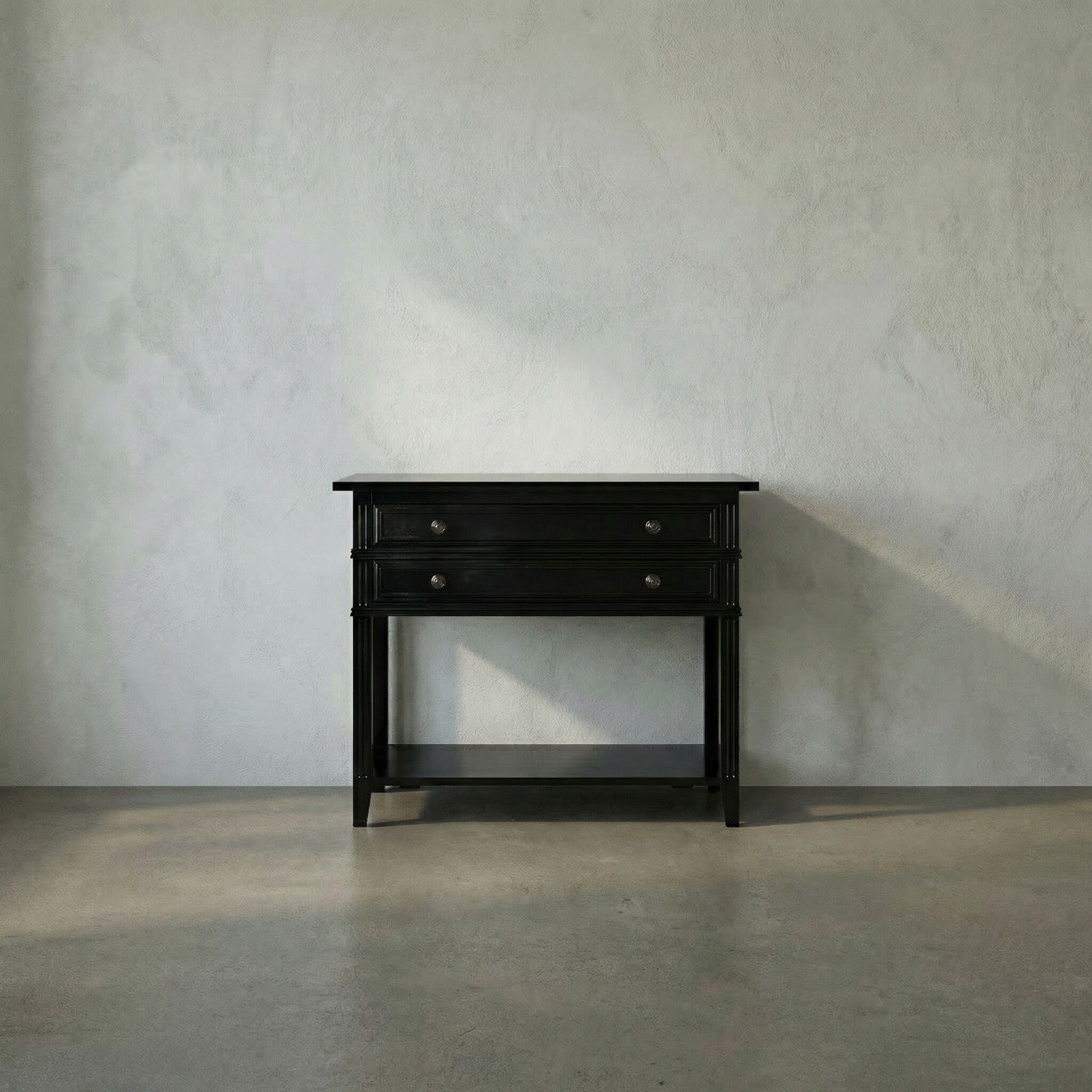 Colonial 35 X 32 inch Distressed Black Side Table, 2 Drawer