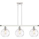 Ballston Athens Water Glass 3 Light 36 inch White and Polished Chrome Island Light Ceiling Light