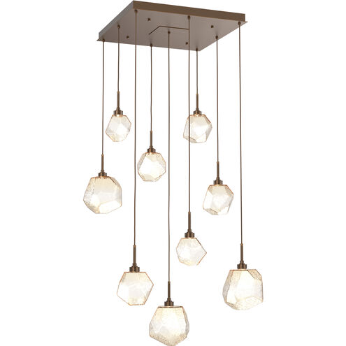 Gem LED 30.1 inch Flat Bronze Chandelier Ceiling Light in 3000K LED, Amber, Square Multi-Port