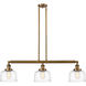 Franklin Restoration Bell LED 40.5 inch Brushed Brass Island Light Ceiling Light in Clear Deco Swirl Glass