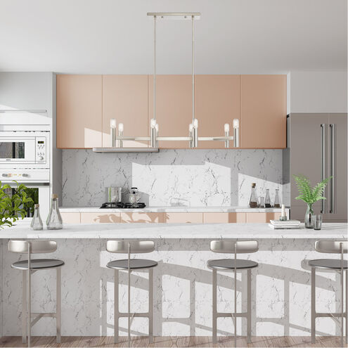 Copenhagen 8 Light 40 inch Brushed Nickel Linear Chandelier Ceiling Light