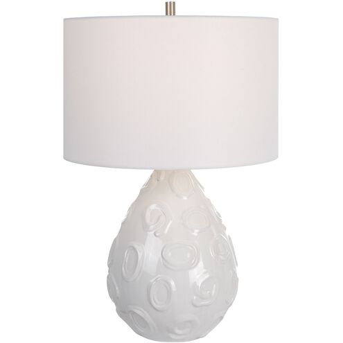 Loop 25 inch 150.00 watt White Glaze and Brushed Nickel Table Lamp Portable Light
