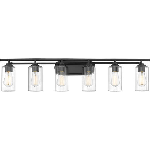 Auralume Ice 6 Light 42 inch Matte Black Bath Vanity Light Wall Light in Incandescent