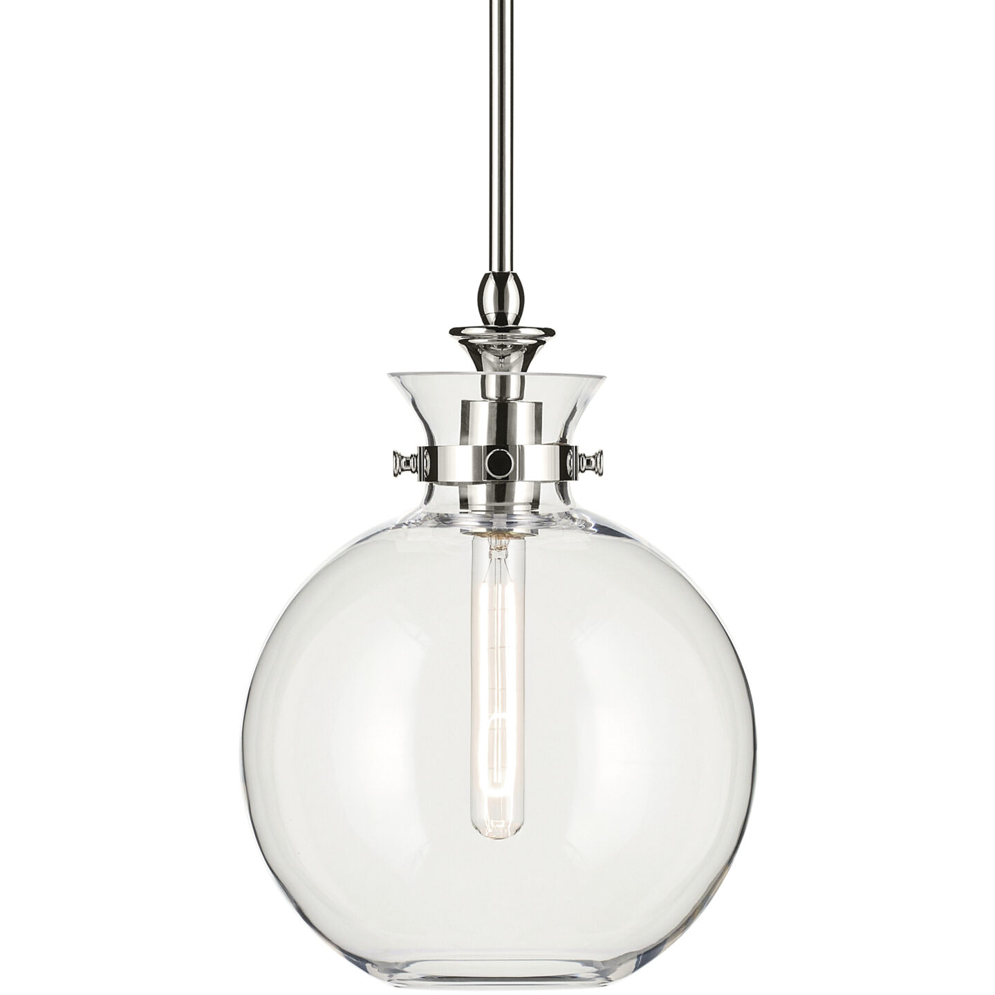 Laria 1 Light Polished Nickel Pendant Ceiling Light in Clear