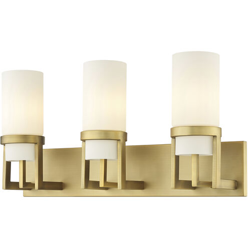 Utopia 3 Light 23.63 inch Brushed Brass Bath Vanity Light Wall Light in Matte White Glass
