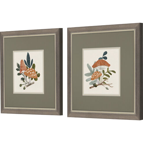 Florals Orange and Green and Blue and Brown Framed Art