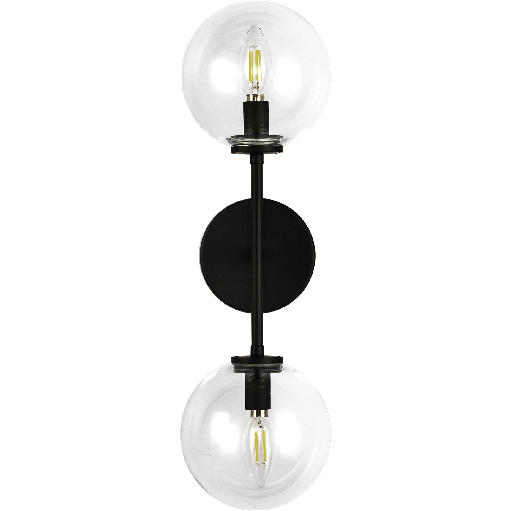 Alora Mood Cassia Wall/Vanity Light Wall Light in Matte Black, Clear Glass