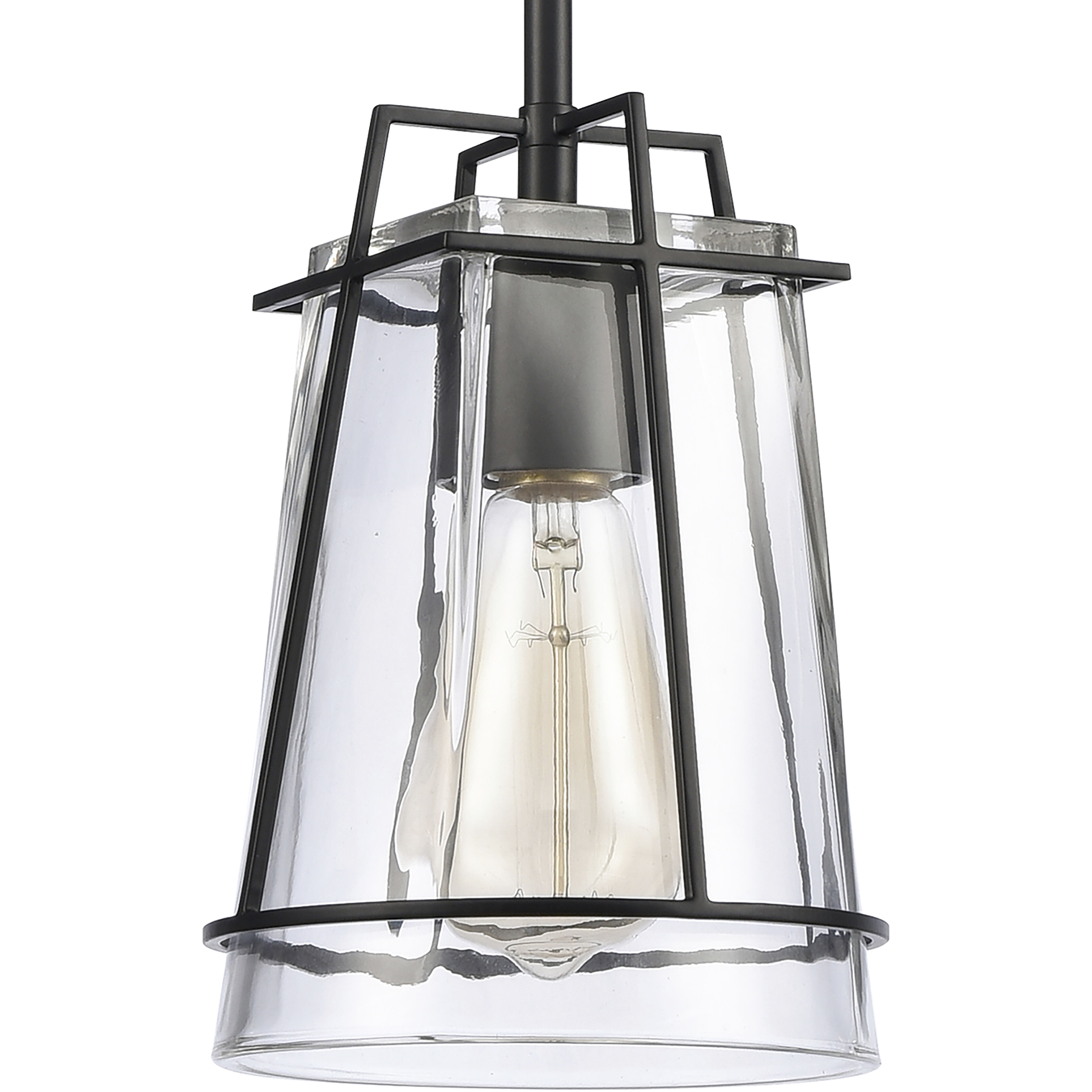 Square to Round 1 Light 6 inch Matte Black Mini Pendant Ceiling Light