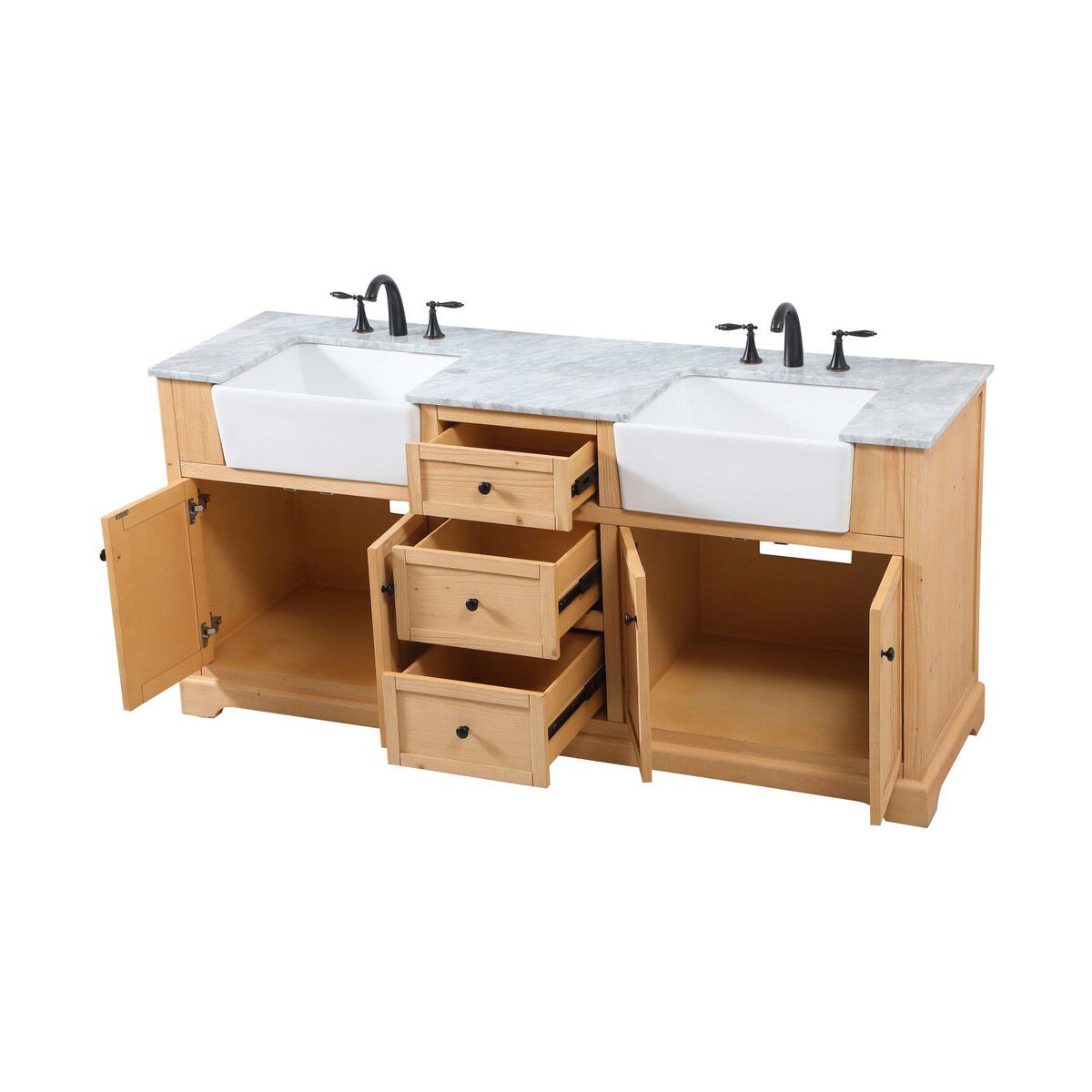 Franklin 72 X 22 X 35 inch Natural Wood Bathroom Vanity Cabinet