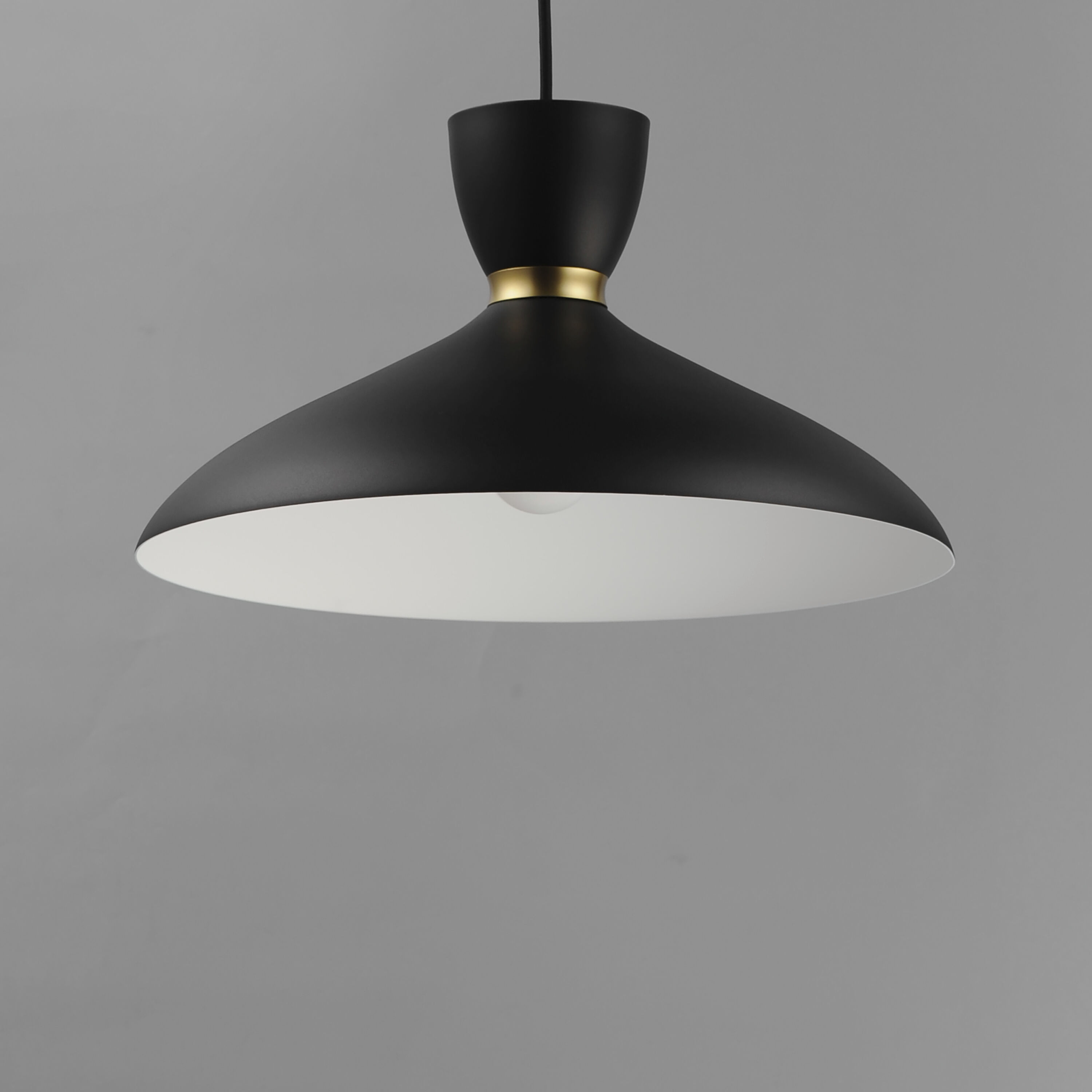 Carillon 1 Light 15.75 inch Black with Satin Brass Single Pendant Ceiling Light in Black and Satin Brass