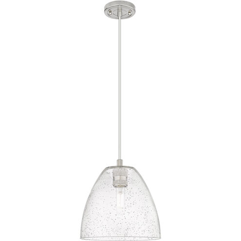 Crown Point 1 Light 9 inch Satin Nickel Pendant Ceiling Light in Seedy Glass