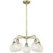 Ballston White Mouchette 5 Light 24 inch Antique Brass Stem Hung Chandelier Ceiling Light