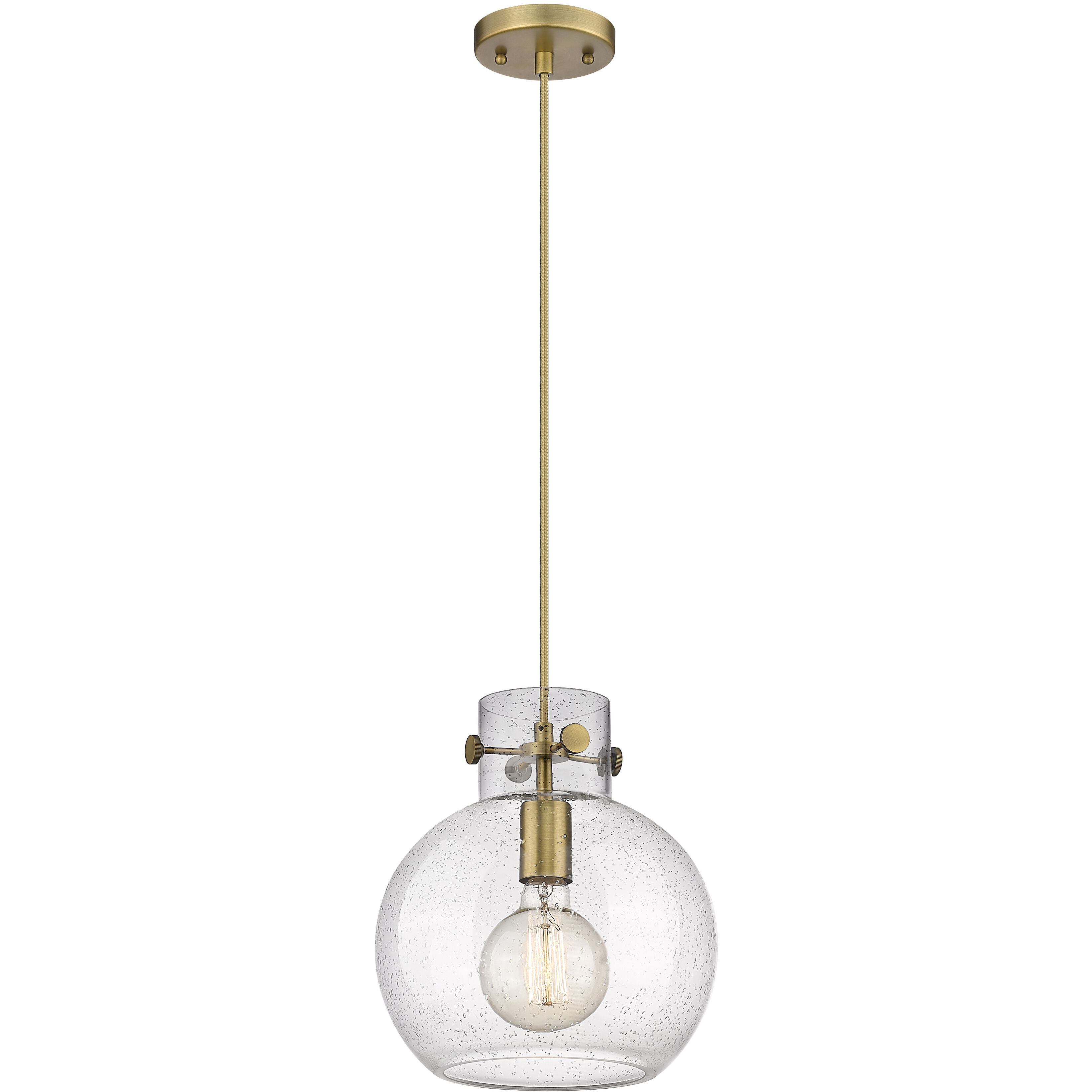 Downtown Urban Newton Sphere 1 Light 10 inch Brushed Brass Mini Pendant Ceiling Light in Seedy