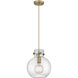 Downtown Urban Newton Sphere 1 Light 10 inch Brushed Brass Mini Pendant Ceiling Light in Seedy