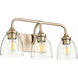 Enclave 3 Light 19 inch Aged Brass Vanity Light Wall Light in Clear Seeded