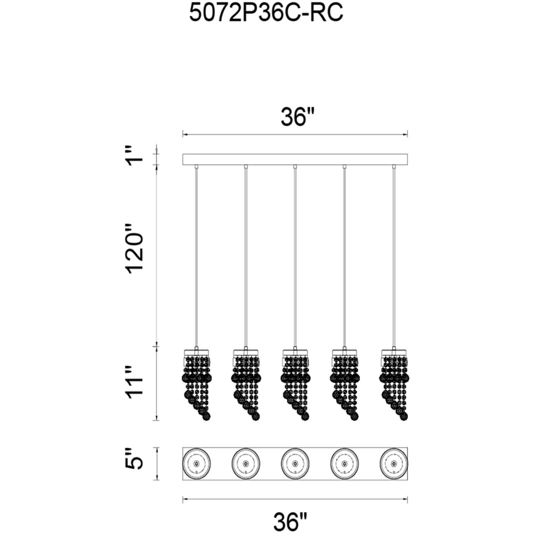 Monica 5 Light 36 inch Chrome Island/Pool Table Light Ceiling Light