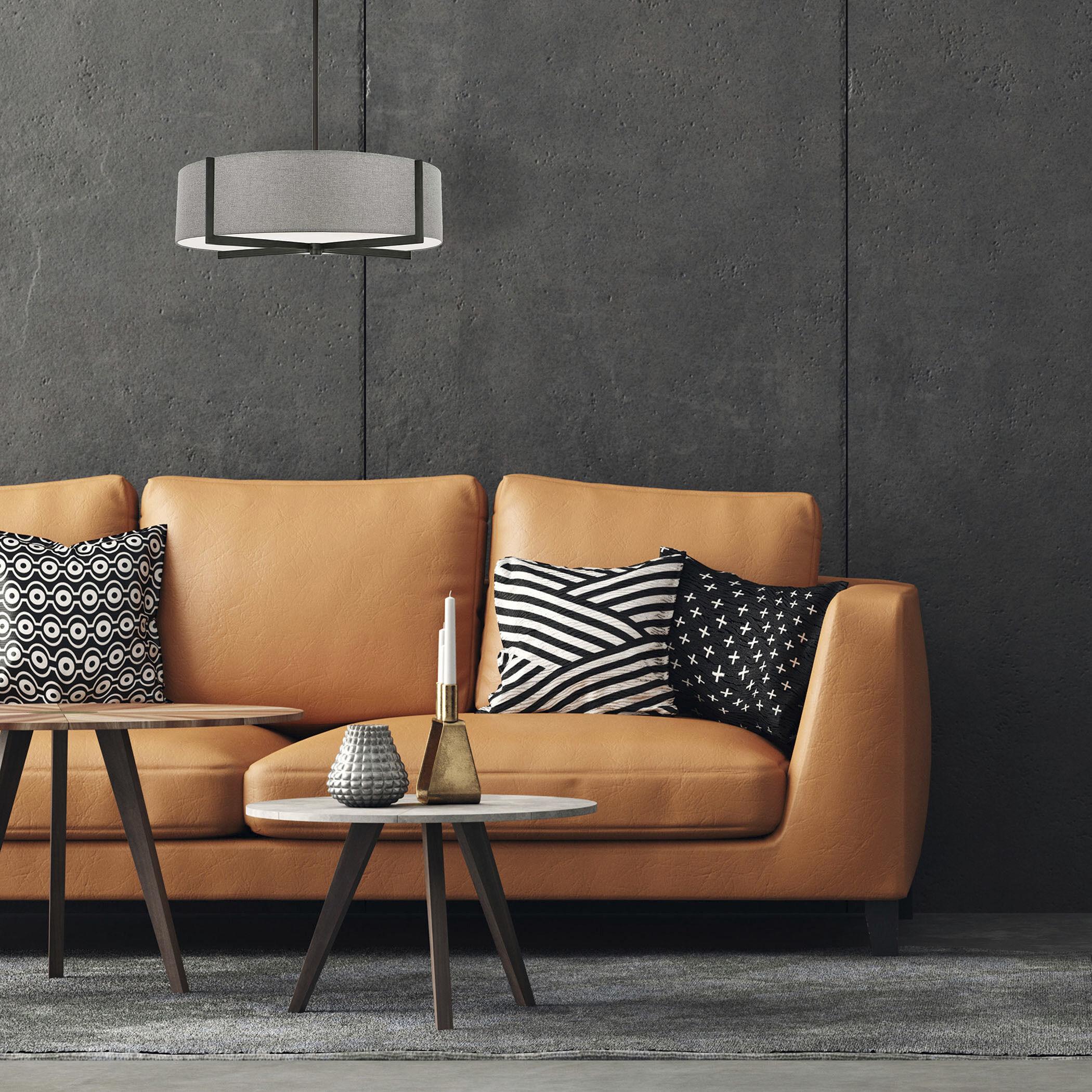 Preston 4 Light 20.75 inch Matte Black with Grey Pendant Ceiling Light