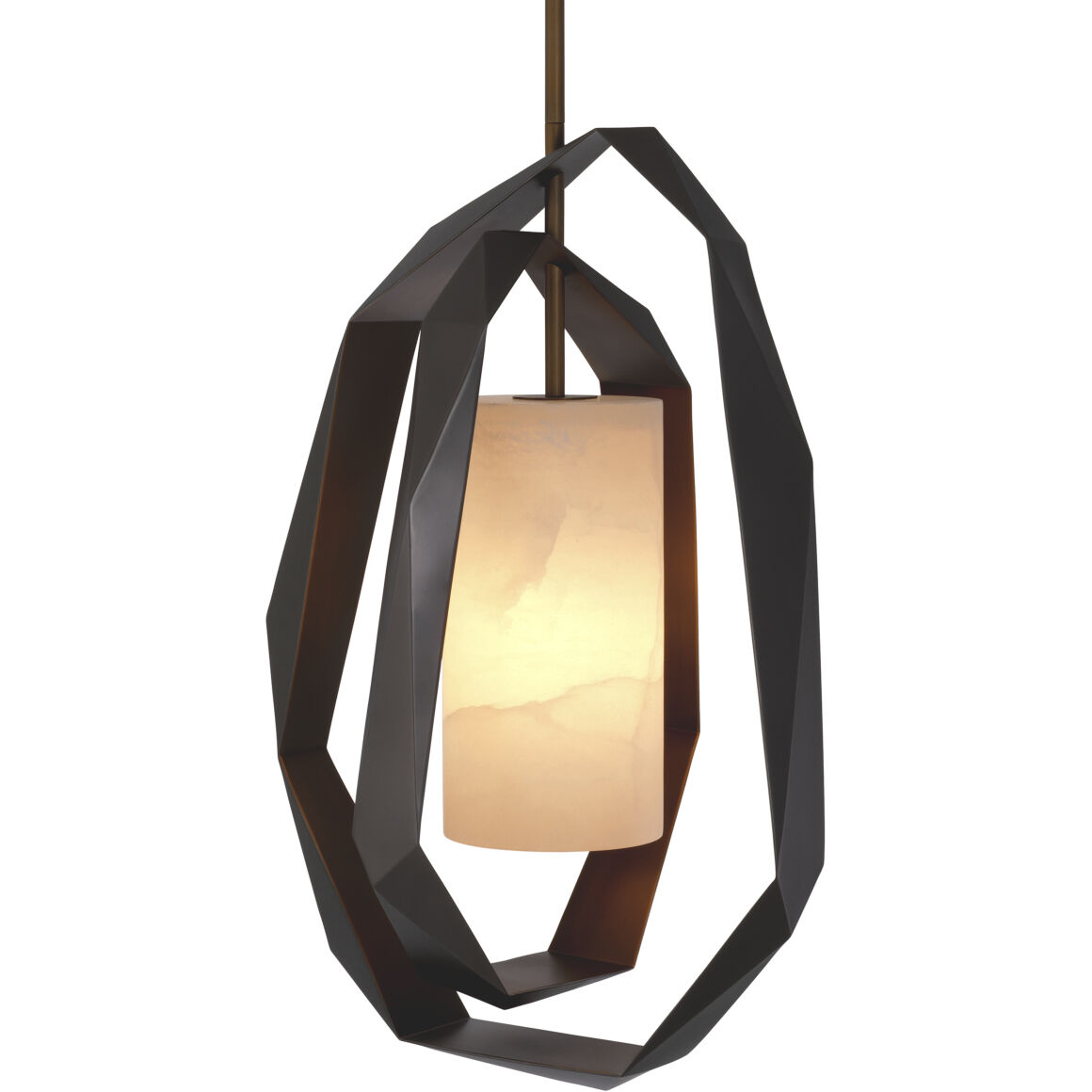 Santos 1 Light 20.08 inch Gunmetal with Antique Brass with Alabaster Chandelier Ceiling Light