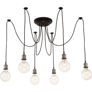 Cattail 6 Light 72 inch Brushed Nickel and Rubbed Oil Bronze Pendant Ceiling Light