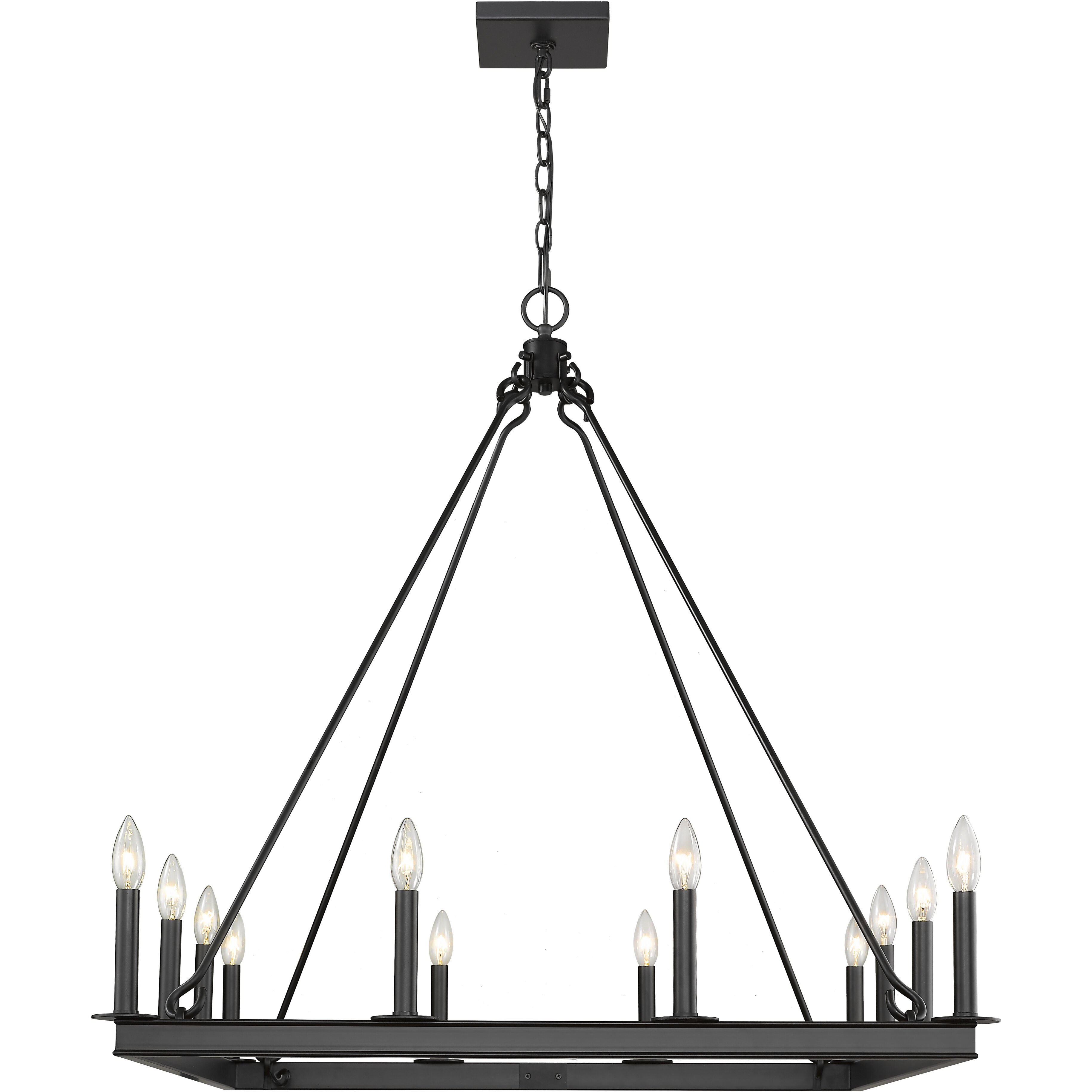 Barclay 12 Light 34 inch Matte Black Chandelier Ceiling Light