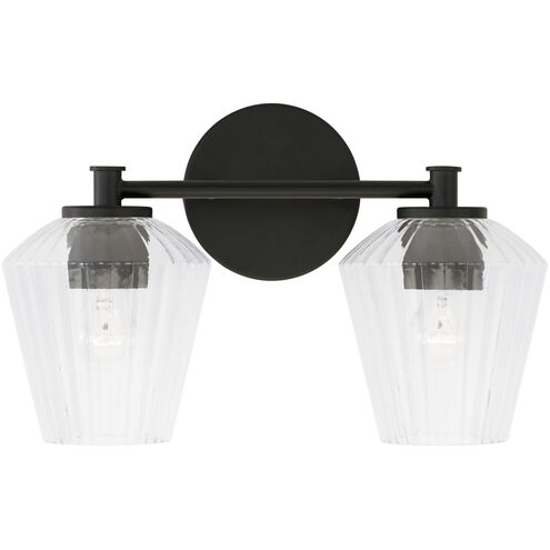 Beau 2 Light 15 inch Matte Black Vanity Light Wall Light