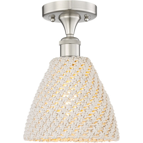 Edison Bristol Natural 1 Light 7.5 inch Brushed Satin Nickel Semi-Flush Mount Ceiling Light