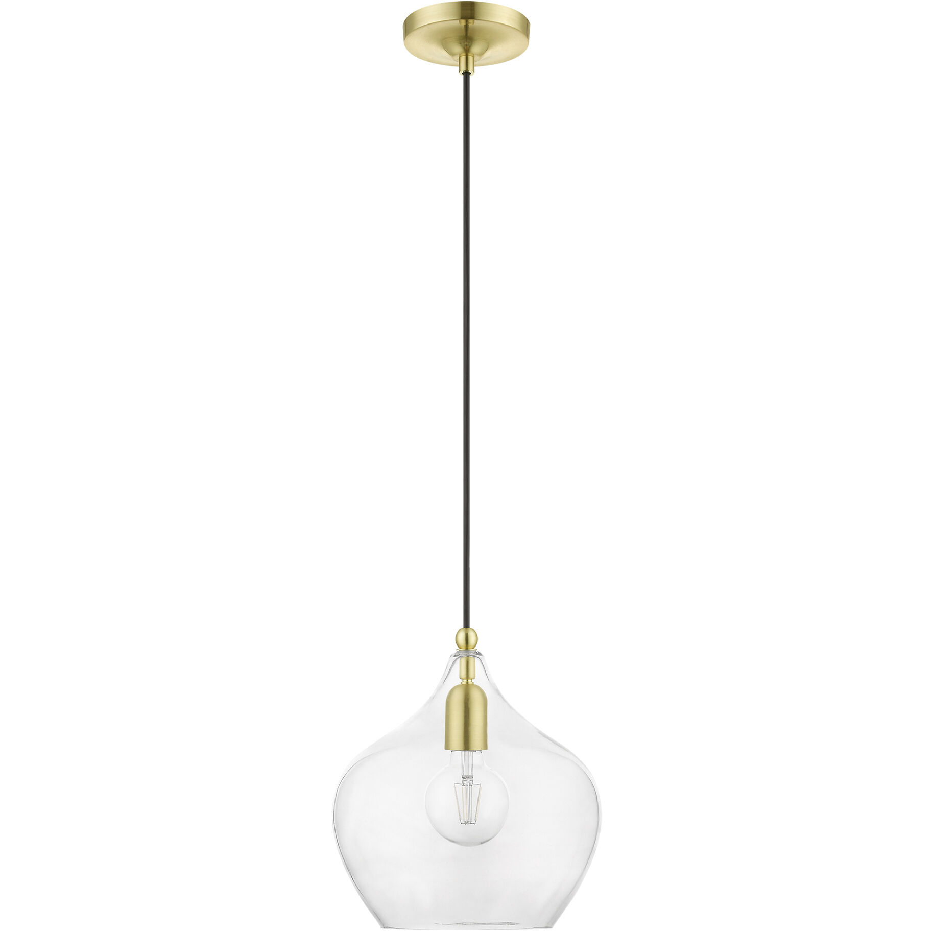 Aldrich 1 Light 10 inch Satin Brass with Polished Brass Accent Pendant Ceiling Light