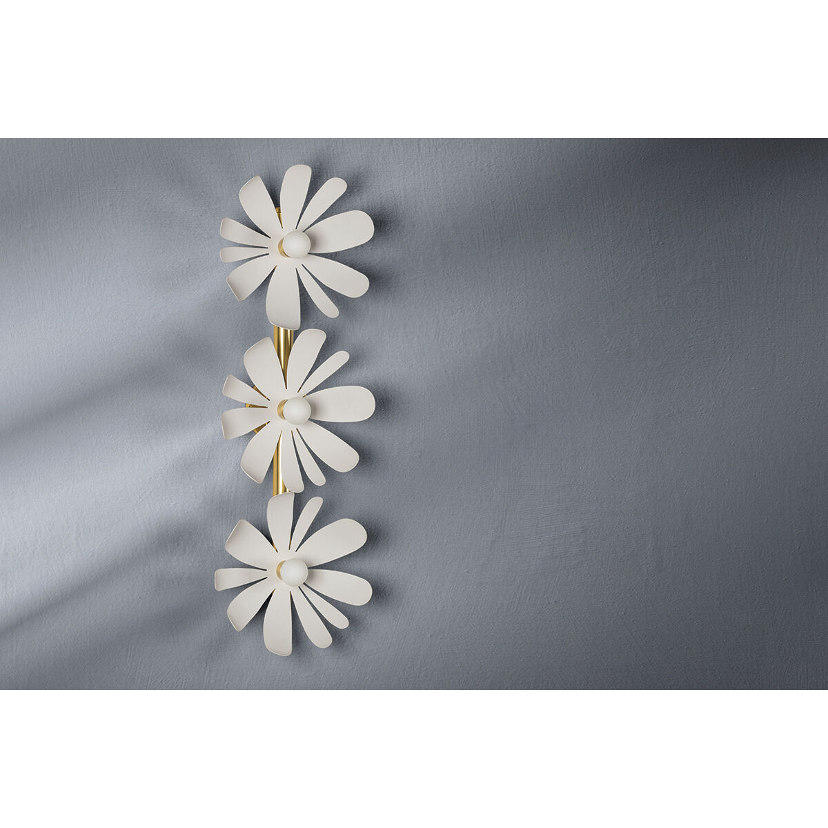 Twiggy 3 Light 12 inch Aged Brass/Textured White Combo Vanity Light Wall Light 