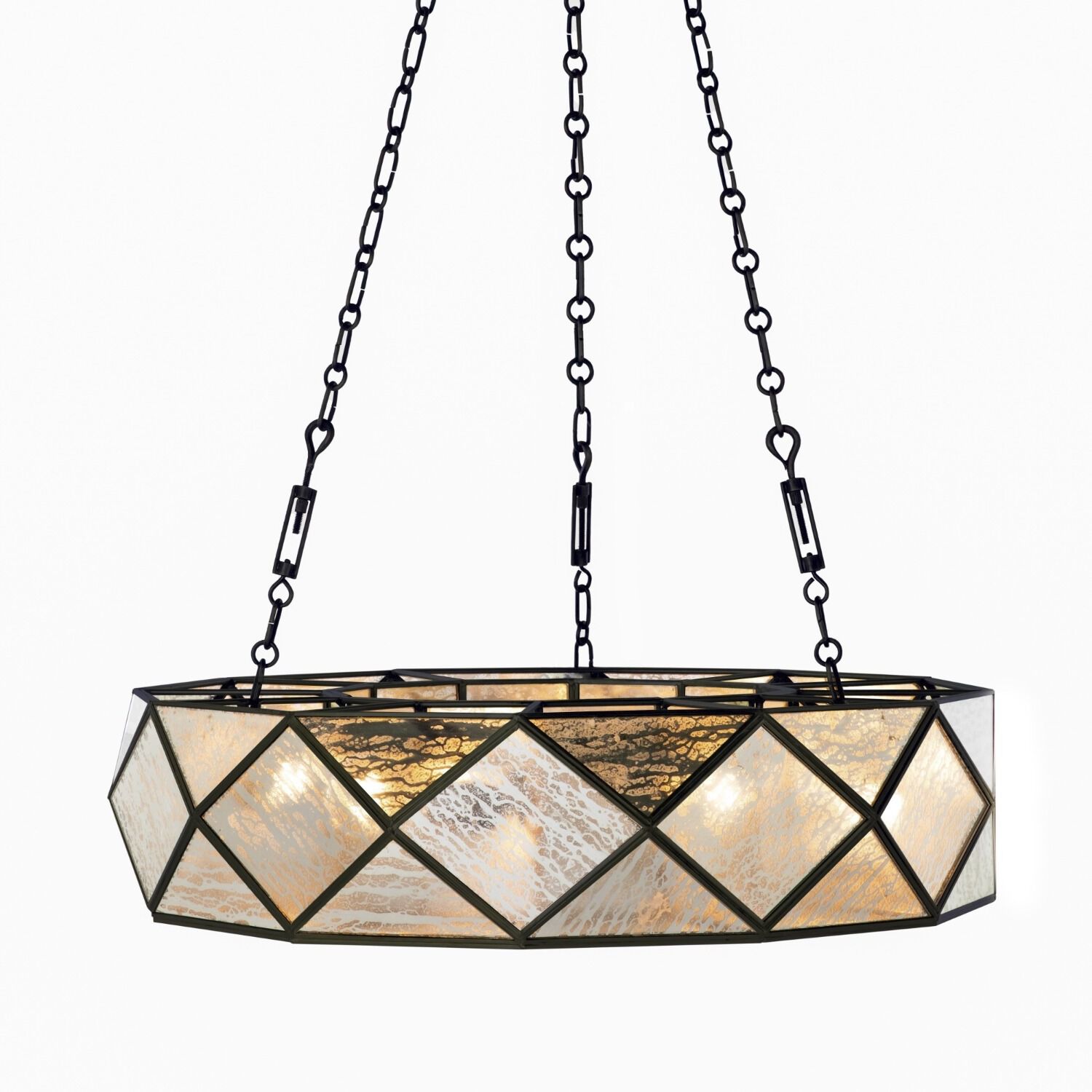 Maybelle 4 Light 27.5 inch Antique Brushed Brass / Silver Mercury Glass Chandelier Ceiling Light