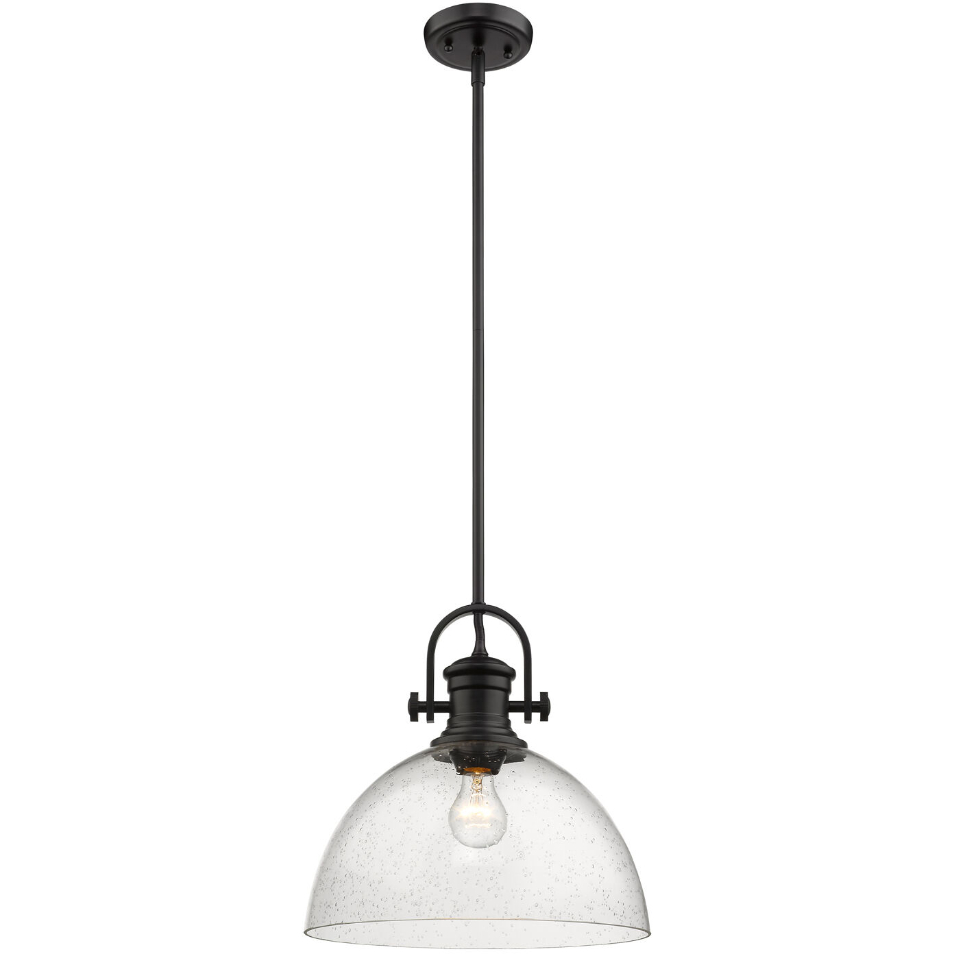Yep Hines Pendant Ceiling Light in Matte Black, Seeded Glass, Large