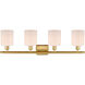 Ballston Cobbleskill LED 36 inch Satin Gold Bath Vanity Light Wall Light in Matte White Glass, Ballston