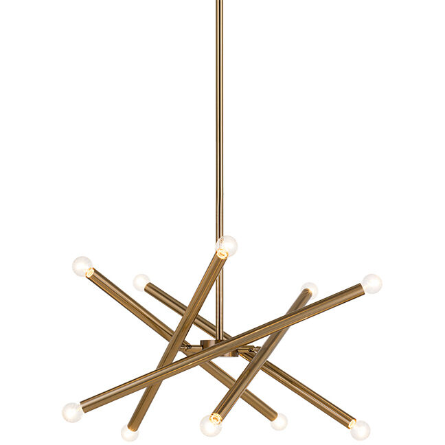 Matchstix 10 Light 31.25 inch Aged Gold Brass Pendant Ceiling Light in Aged Gold Brass and Clear