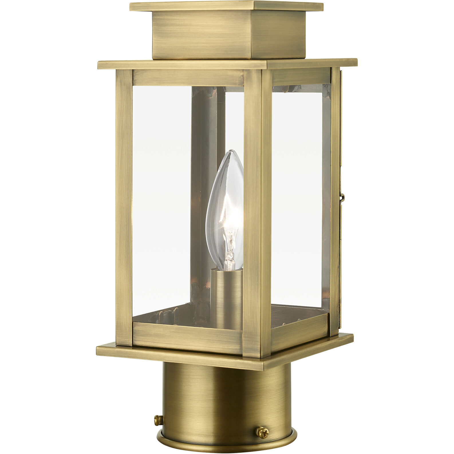 Princeton 1 Light 11 inch Antique Brass Outdoor Mini Post Top Lantern