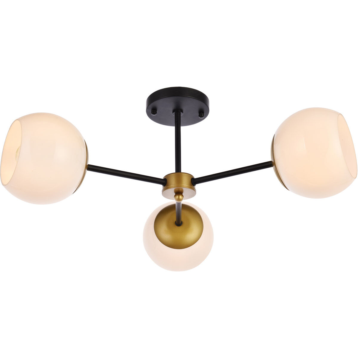 Briggs 3 Light 26 inch Black and Brass Flush Mount Ceiling Light