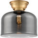 Aditi X-Large Bell 1 Light 12 inch Brushed Brass Flush Mount Ceiling Light in Plated Smoke Glass, Aditi
