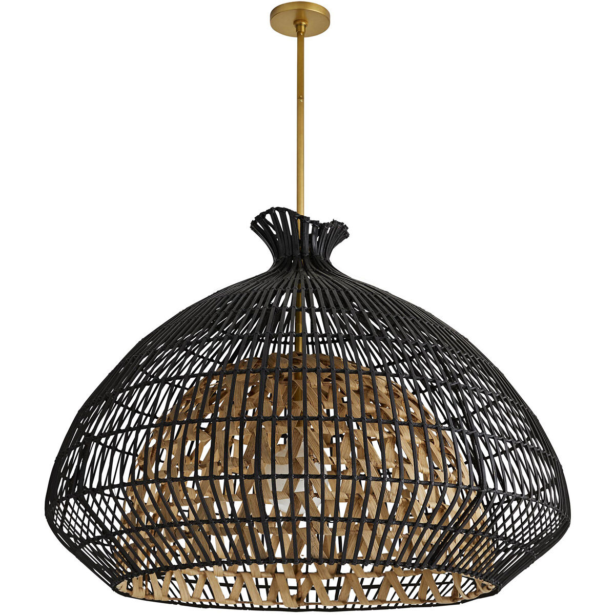 Rimini 1 Light 38 inch Black and Natural Pendant Ceiling Light
