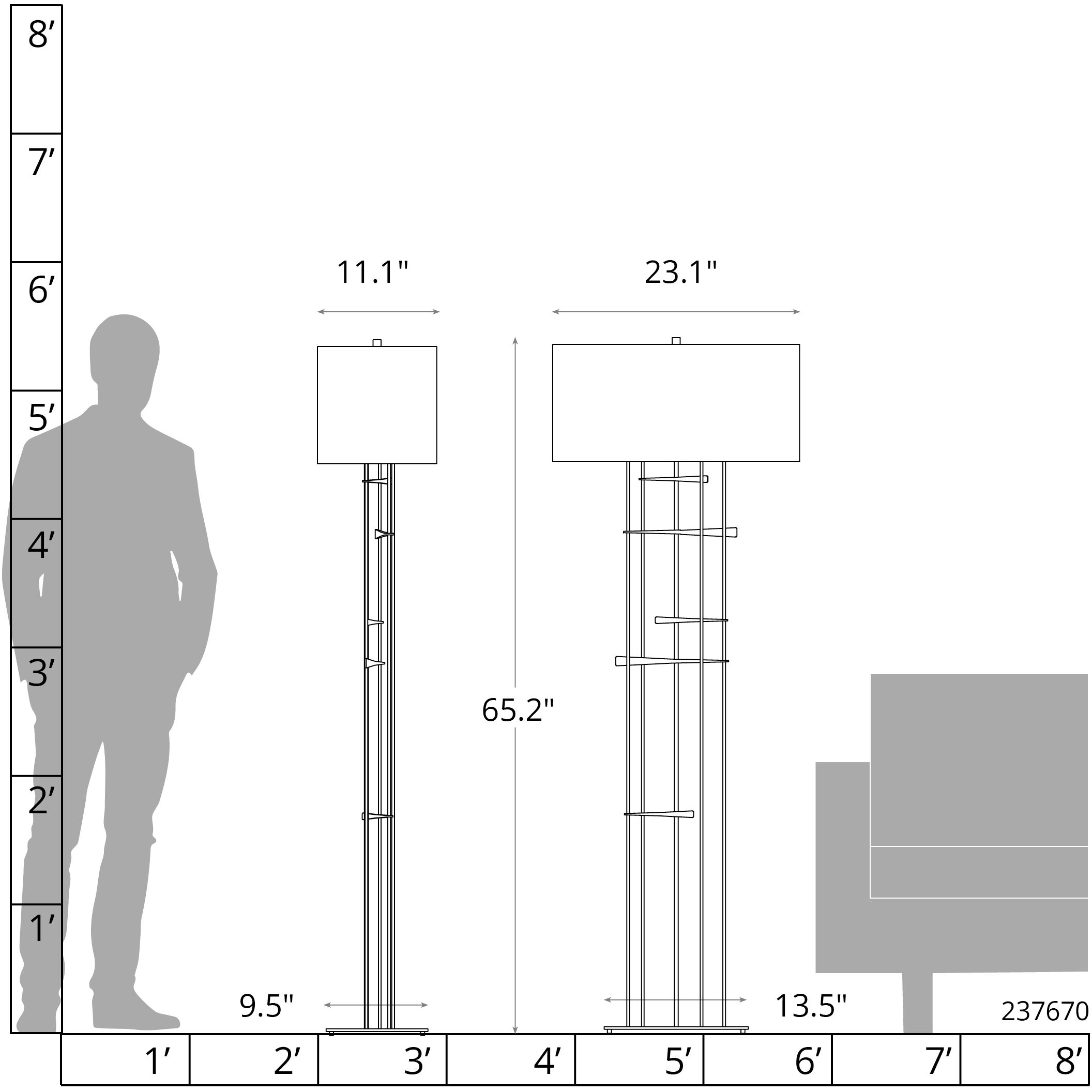 Cavaletti 65.2 inch 100 watt Natural Iron Floor Lamp Portable Light in Flax