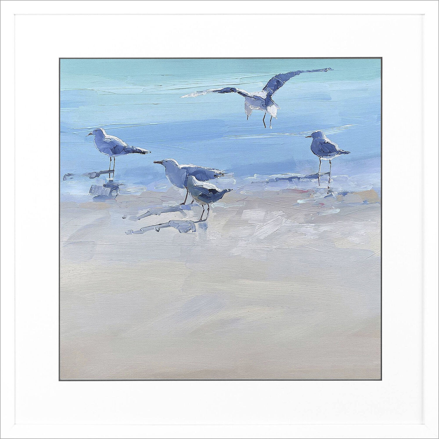 In the Shallows Blue and Turquoise and White Framed Art